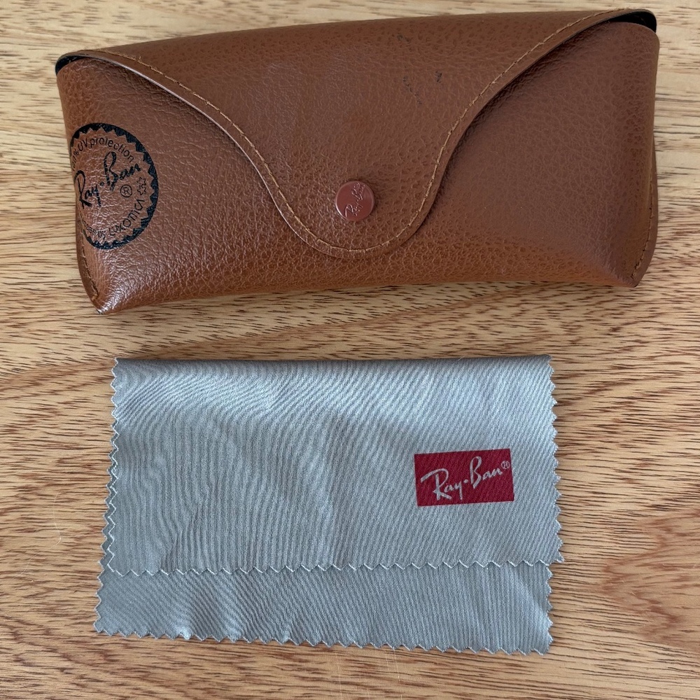 Case Only - brown Ray-Ban  Sunglasses Case with Lens Cloth